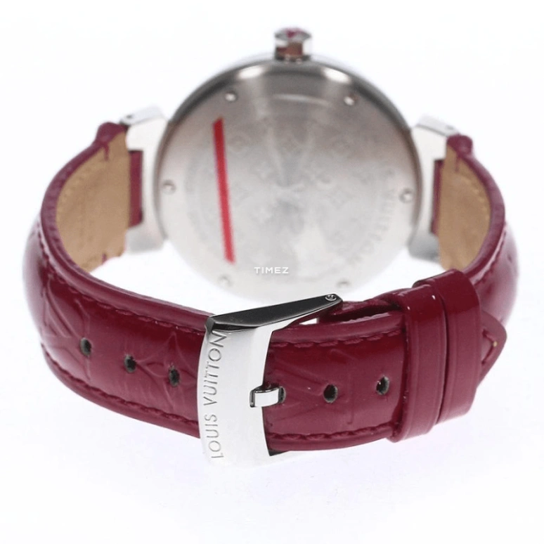 LOUIS VUITTON,Tambour Disc 34mm,34mm,Stainless Steel,Pink,Quartz,Round,Silver,Q13M90