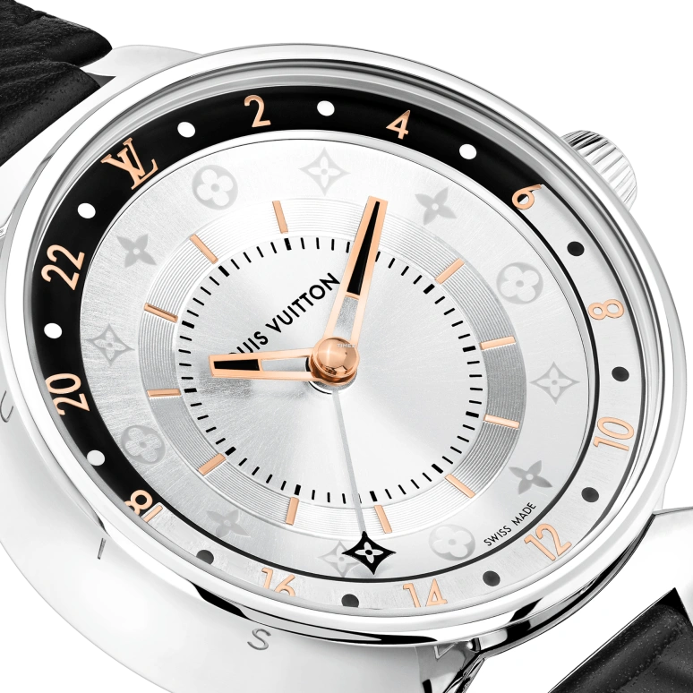 LOUIS VUITTON,Tambour Moon 39.50mm,39.50mm,Stainless Steel,Silver,White,Quartz,Dule Time,Sapphire,Crystal Glass,QBB129