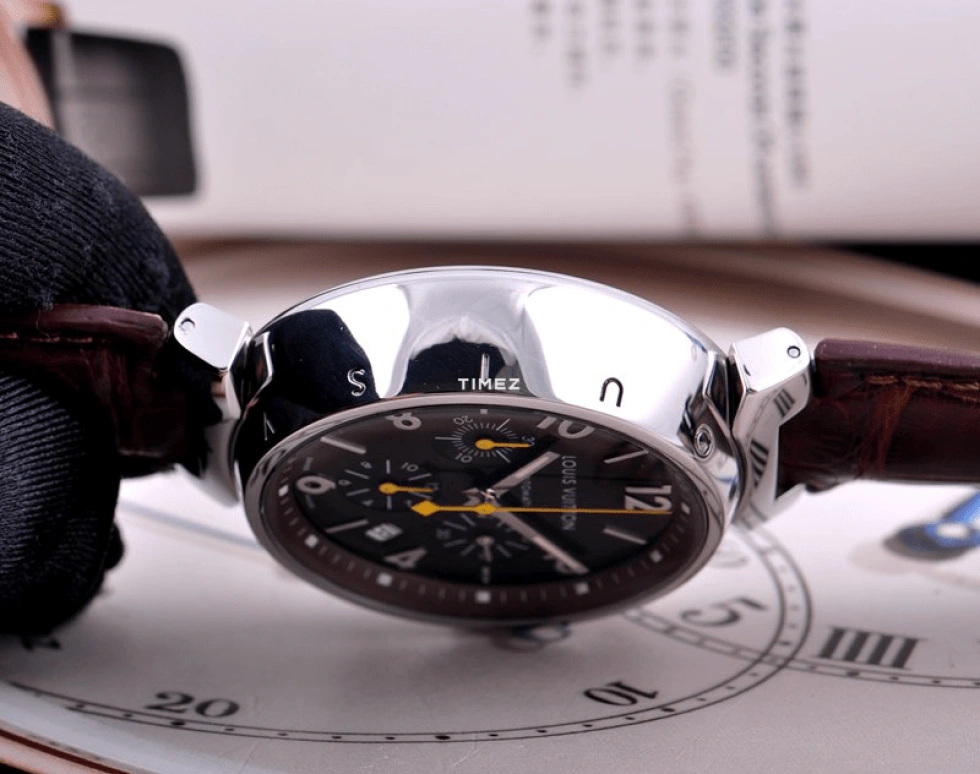 LOUIS VUITTON,Tambour 41mm,41mm,Stainless Steel,Coffee,Luminous,Brown,Sapphire,Crystal Glass,Closed,Q11211