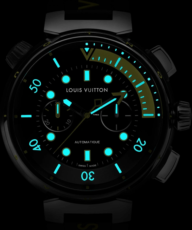 LOUIS VUITTON,Tambour Street Diver 46mm,46mm,Stainless Steel,Black,Automatic,Chronograph,Sapphire,Crystal Glass,QA167A