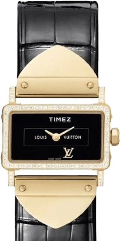 LOUIS VUITTON,EMPRISE 22mm,22mm,Yellow Gold,Black,Quartz,Sapphire,Crystal Glass,Rectangular,Q321K0