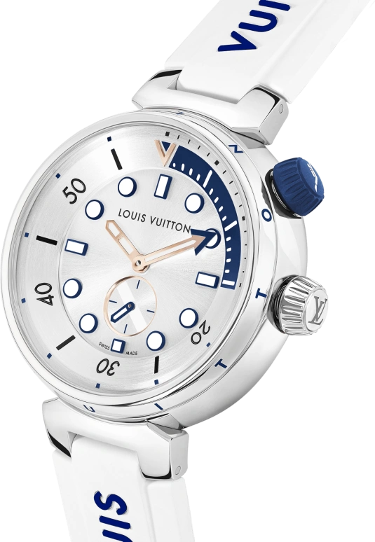 LOUIS VUITTON,Tambour 39.50mm,39.50mm,Stainless Steel,Silver,Quartz,Sapphire,Crystal Glass,Round,QBB175