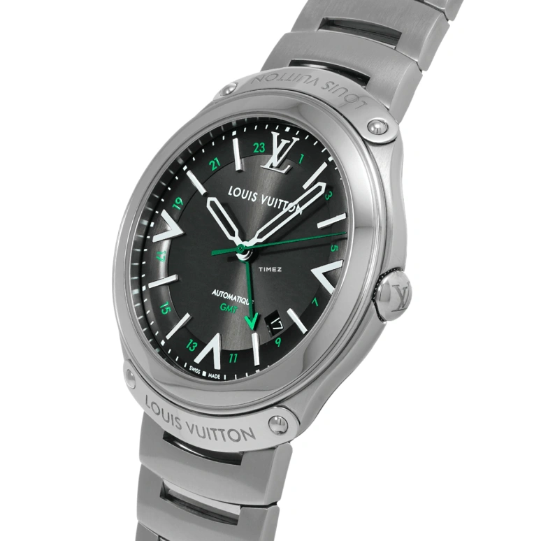 LOUIS VUITTON,LV Fifty Five 41mm,41mm,Stainless Steel,Green,Automatic,Day,Dule Time,Q6D300