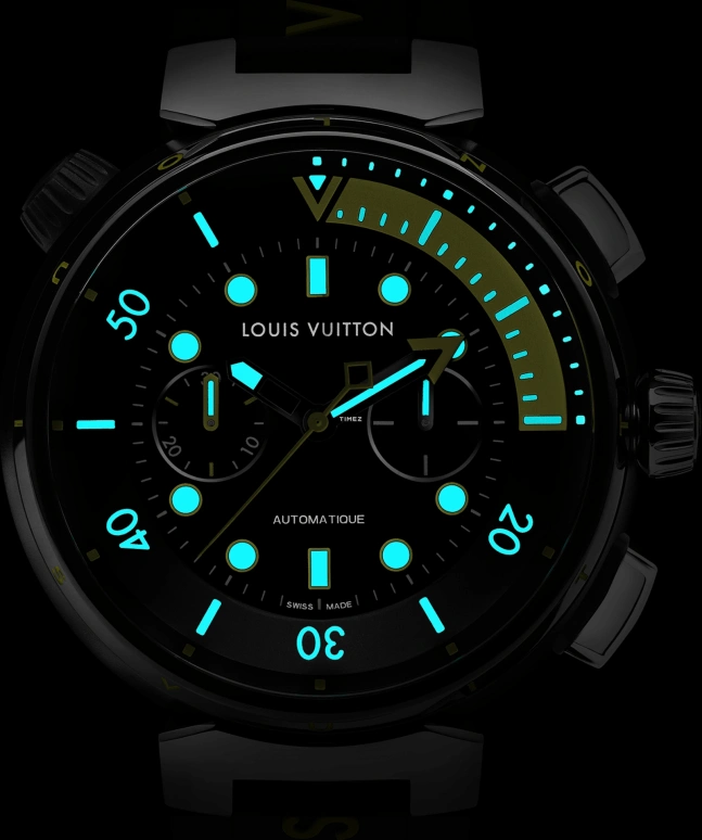LOUIS VUITTON,Tambour Street Diver 46mm,46mm,Stainless Steel,Black,Automatic,Chronograph,Sapphire,Crystal Glass,QBB204