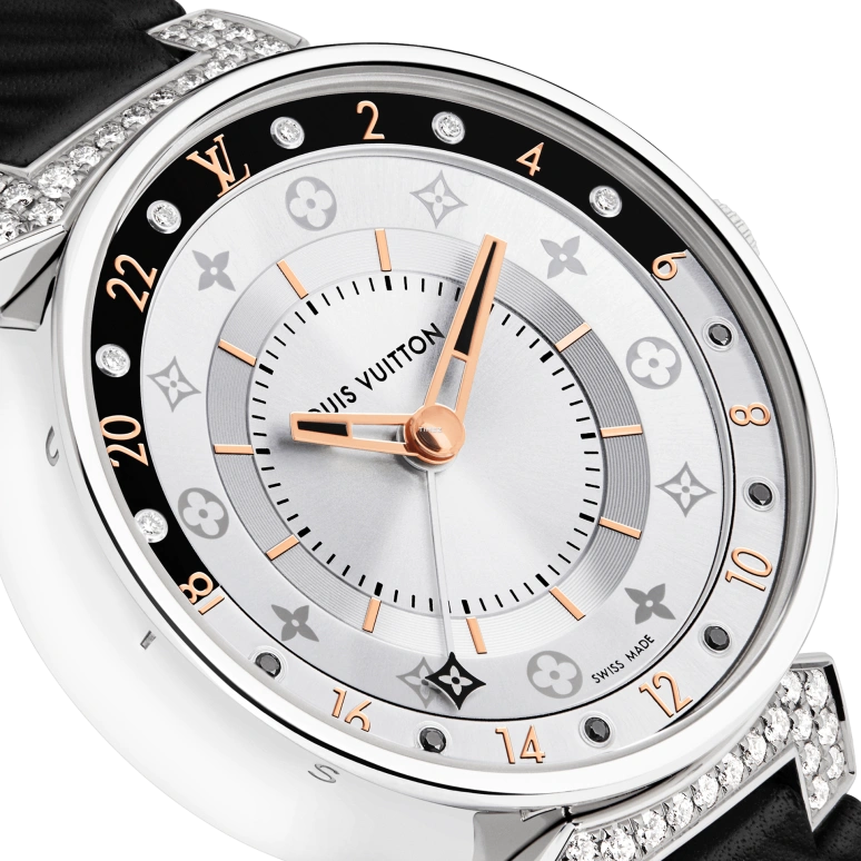 LOUIS VUITTON,Tambour Moon 35mm,35mm,Stainless Steel,White,Quartz,Dule Time,Sapphire,Crystal Glass,QBB128