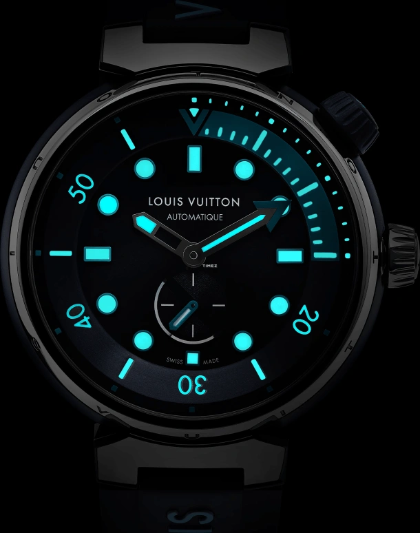 LOUIS VUITTON,Tambour Street Diver 44mm,44mm,Stainless Steel,Blue,Automatic,Sapphire,Crystal Glass,Round,QA121A