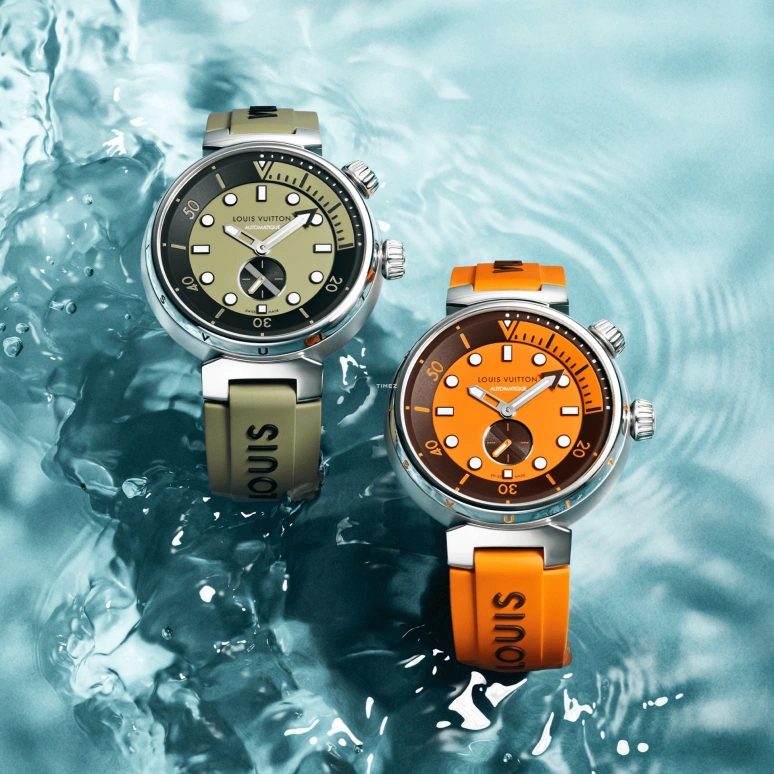 LOUIS VUITTON,Tambour Street Diver 44mm,44mm,Stainless Steel,Orange,Automatic,Sapphire,Crystal Glass,Round,QA172A