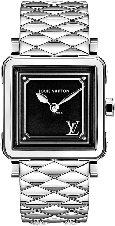 LOUIS VUITTON,EMPRISE 23mm,23mm,Stainless Steel,Black,Quartz,Square,Silver,Q3M00C