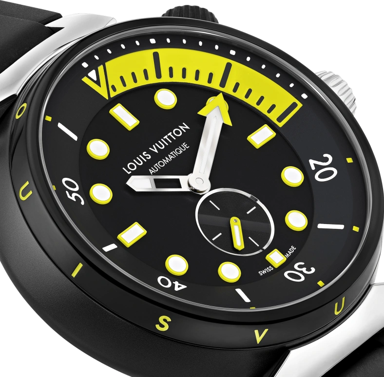 LOUIS VUITTON,Tambour Street Diver 44mm,44mm,Stainless Steel,Black,Automatic,Sapphire,Crystal Glass,Round,QA122A