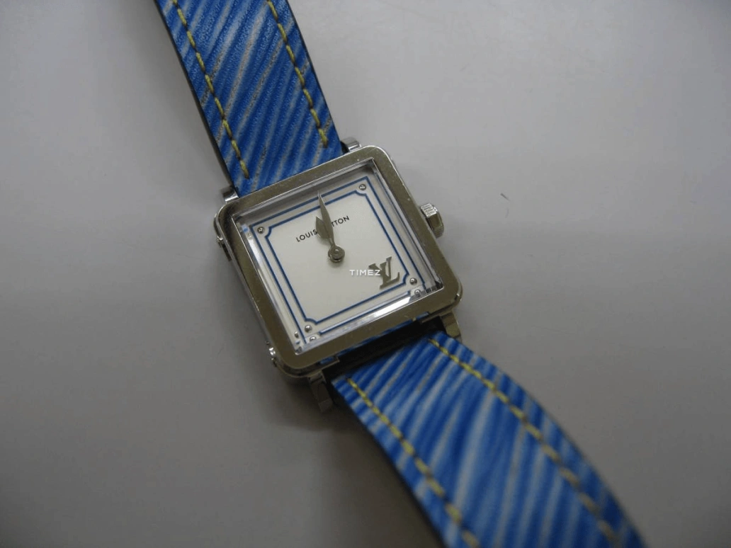 LOUIS VUITTON,EMPRISE 23mm,23mm,White,Blue,Quartz,Square,Silver,Q32M0B