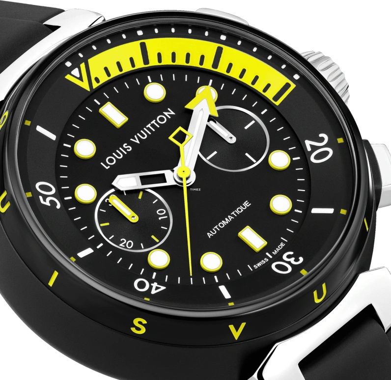 LOUIS VUITTON,Tambour Street Diver 46mm,46mm,Stainless Steel,Black,Automatic,Chronograph,Sapphire,Crystal Glass,QA167A