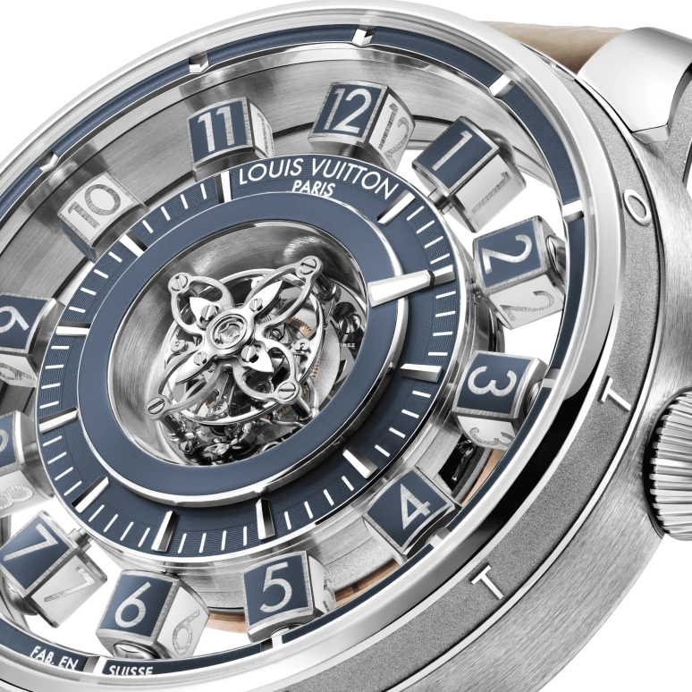LOUIS VUITTON,Tambour Taiko Spin Time 42.50mm,42.50mm,White Gold,Blue,Automatic,45hours,In-house Caliber,W9WG11