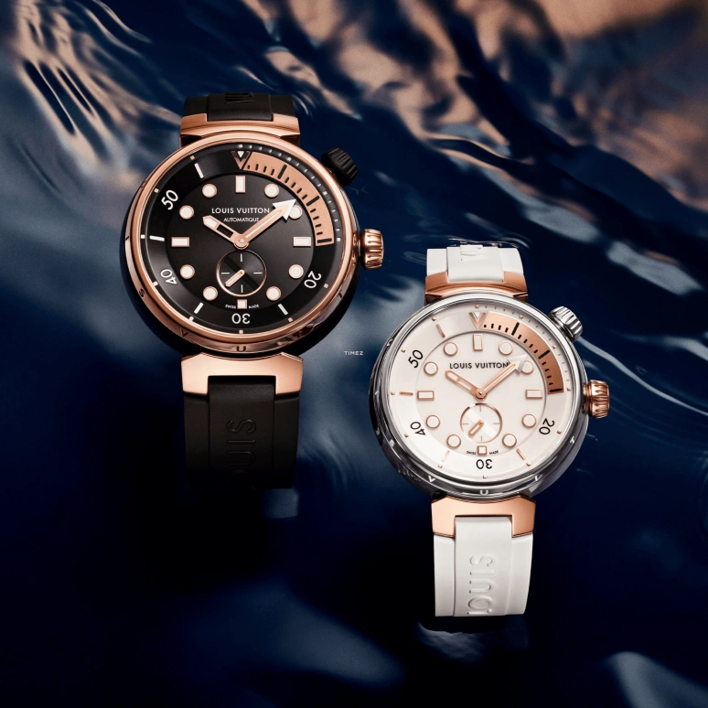 LOUIS VUITTON,Tambour Street Diver 39.50mm,39.50mm,Stainless Steel,Rose Gold,White,Quartz,Sapphire,Crystal Glass,Round,QA166A