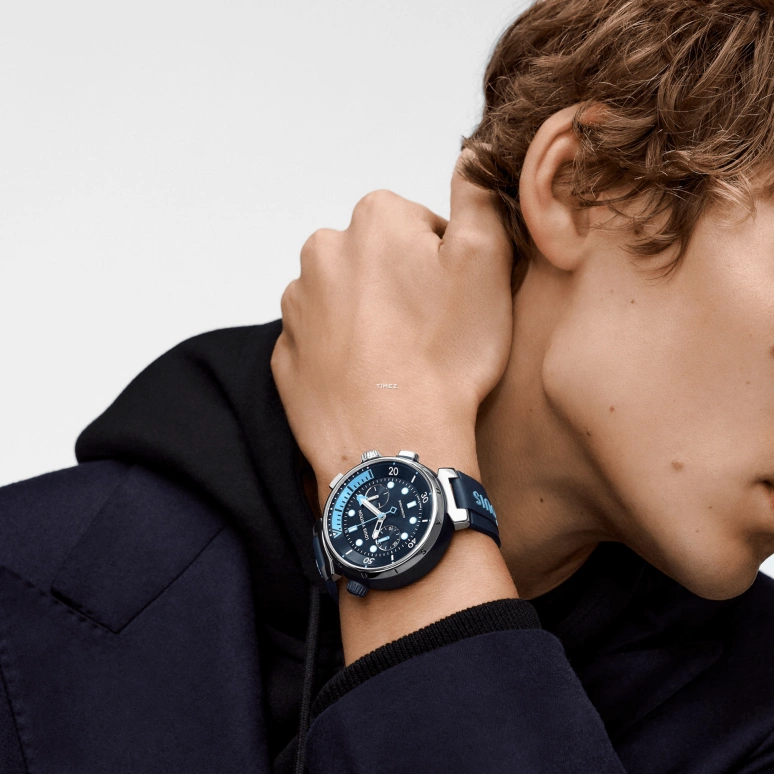 LOUIS VUITTON,Tambour Street Diver 46mm,46mm,Stainless Steel,Blue,Automatic,Chronograph,Sapphire,Crystal Glass,QA168A