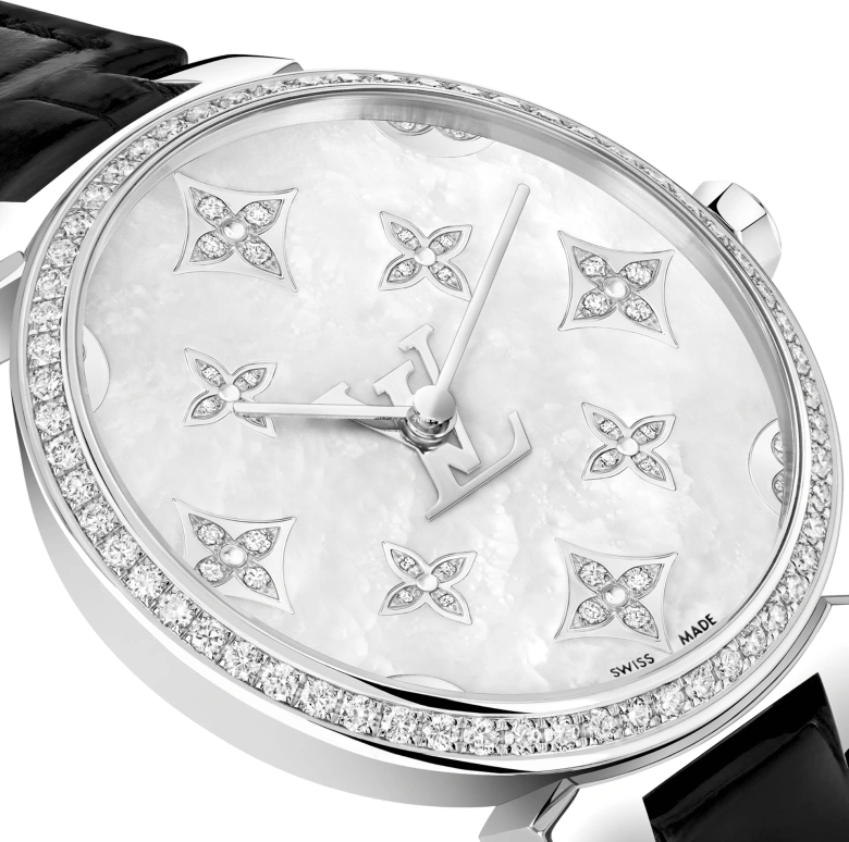 LOUIS VUITTON,Other 33mm,33mm,Stainless Steel,White,Silver,Quartz,Sapphire,Crystal Glass,Round,QBB118
