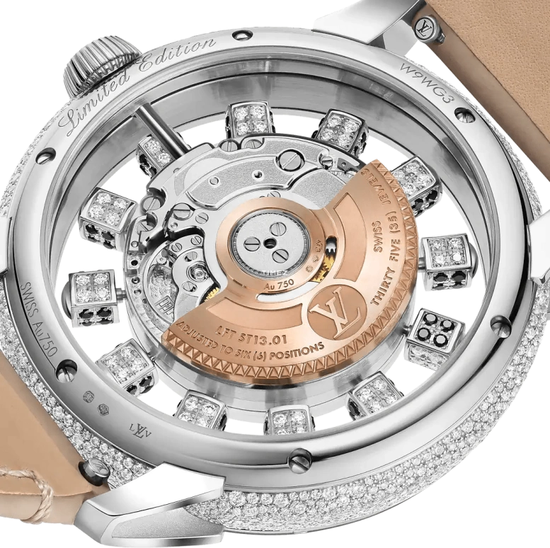 LOUIS VUITTON,Tambour Taiko Spin Time 42.50mm,42.50mm,White Gold,Blue,Automatic,45hours,In-house Caliber,W9WG31
