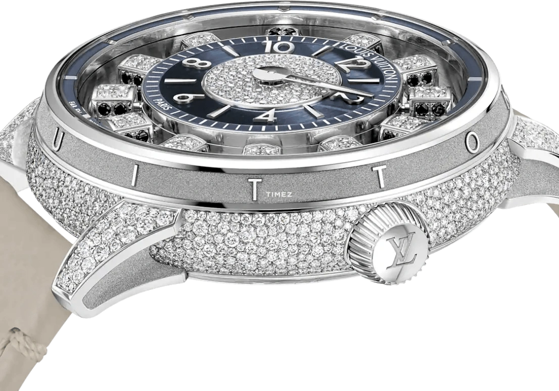 LOUIS VUITTON,Tambour Taiko Spin Time 42.50mm,42.50mm,White Gold,Blue,Automatic,45hours,In-house Caliber,W9WG31