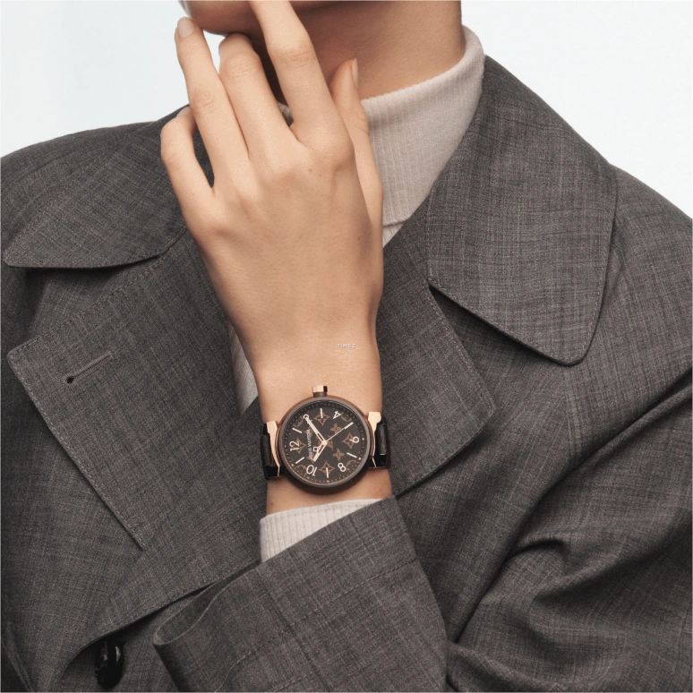 LOUIS VUITTON,Other 28mm,28mm,Stainless Steel,Brown,Coffee,Quartz,Sapphire,Crystal Glass,Round,QBB167