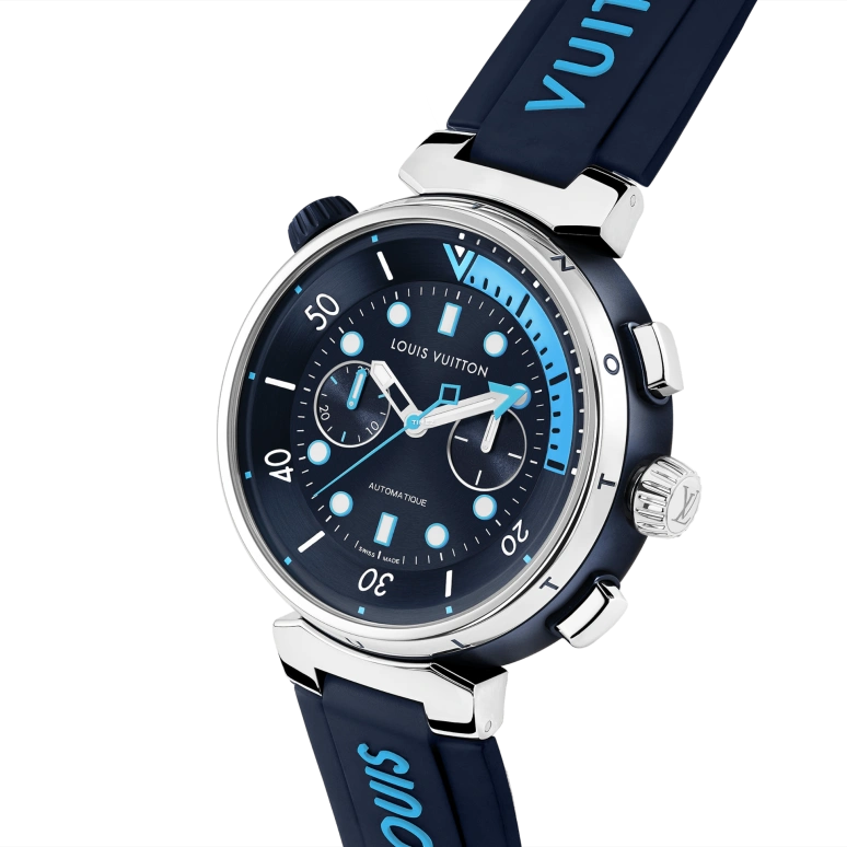 LOUIS VUITTON,Tambour Street Diver 46mm,46mm,Stainless Steel,Blue,Automatic,Chronograph,Sapphire,Crystal Glass,QA168A