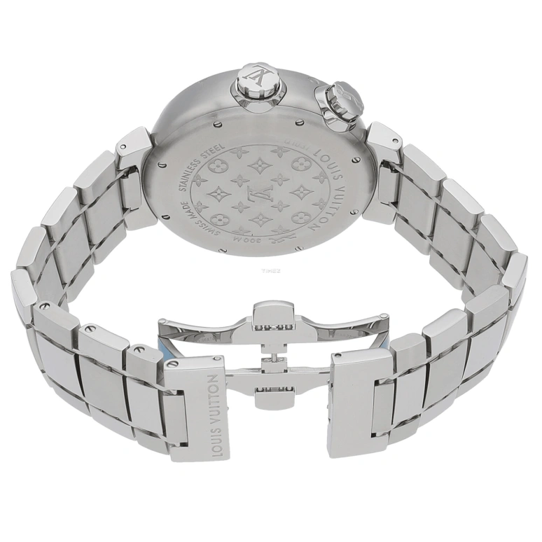 LOUIS VUITTON,Tambour 44mm,44mm,Stainless Steel,Brown,Automatic,Day,Sapphire,Crystal Glass,Q10310