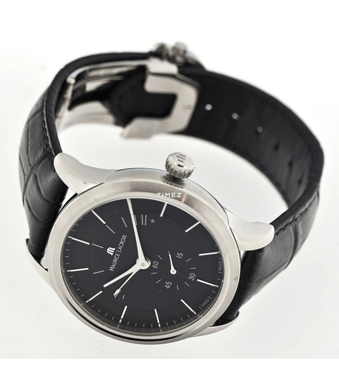 Maurice Lacroix,les classiques 40mm,40mm,Stainless Steel,Black,Handwound,Power Reserve Indicator,In-house Caliber,LC7008,LC7008-SS001-330