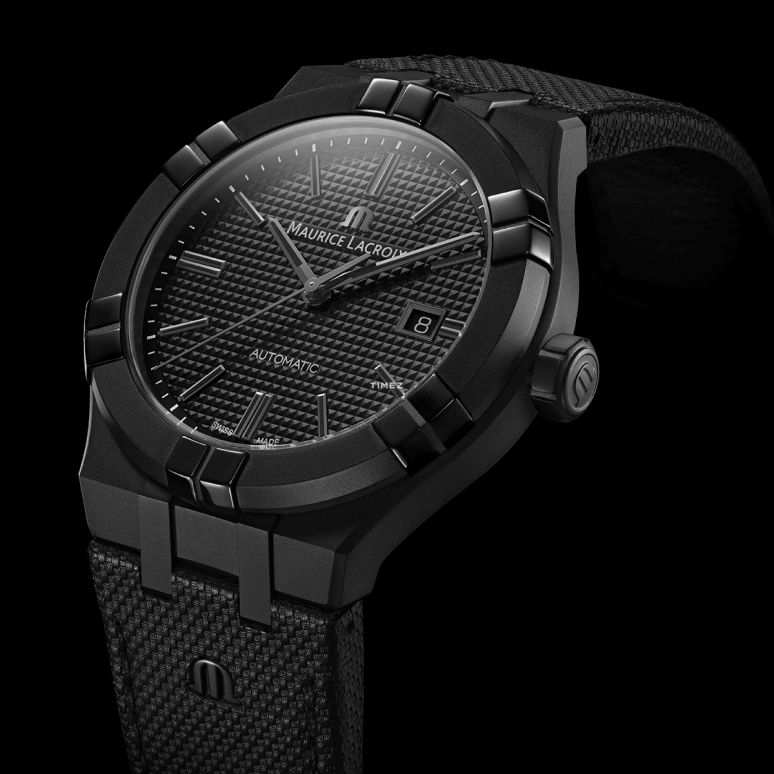 Maurice Lacroix,Aikon 42mm,42mm,Stainless Steel,Black,Automatic,Day,38hours,AI6008,AI6008-PVB01-330-1