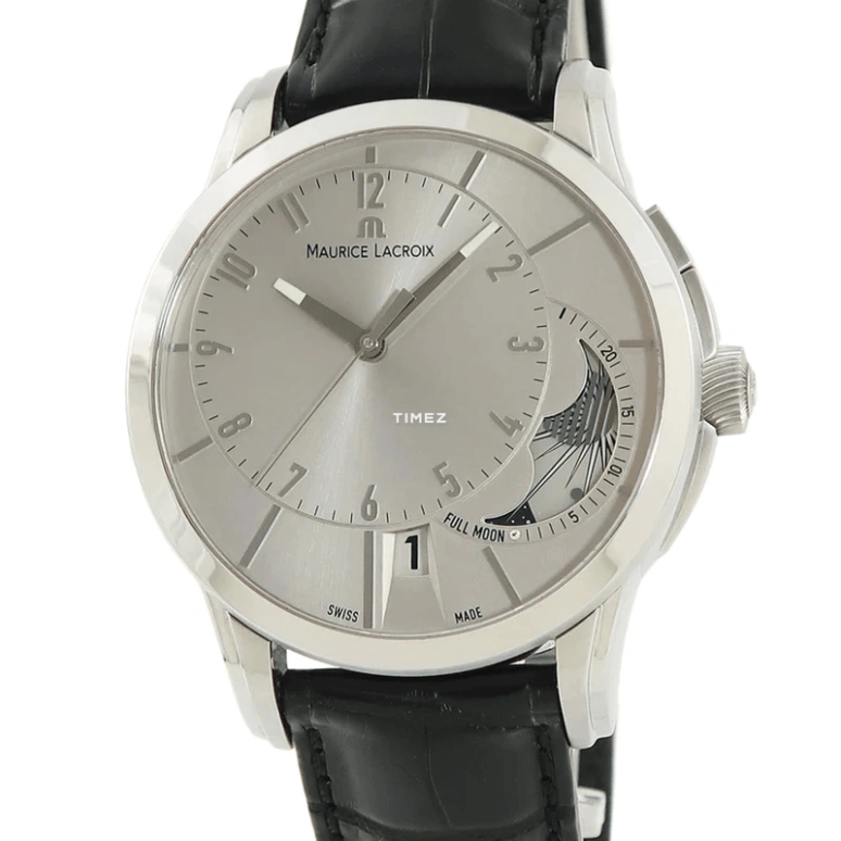 Maurice Lacroix,Pontos 43mm,43mm,Stainless Steel,Silver White,Automatic,Moonphase,Day,PT6318,PT6318-SS001-130