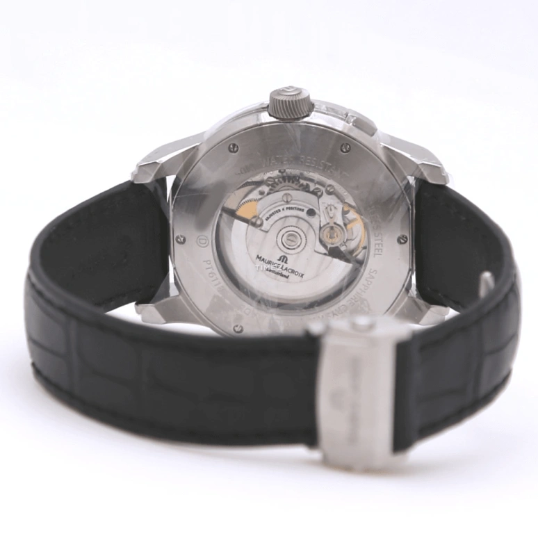 Maurice Lacroix,Pontos 43mm,43mm,Stainless Steel,Black,Automatic,Day,Dule Time,PT6118,PT6118-SS001-330