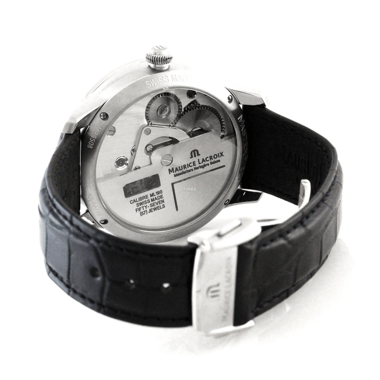 Maurice Lacroix,Masterpiece 43mm,43mm,Stainless Steel,Black,Automatic,Day,Power Reserve Indicator,MP6508,MP6508-SS001-330-1