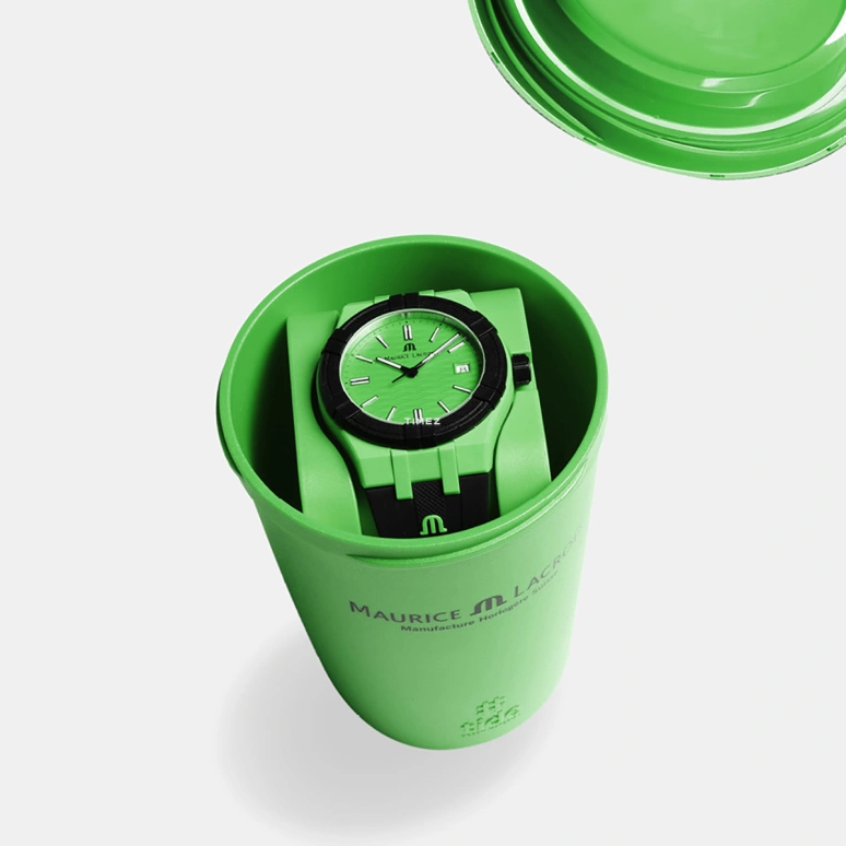 Maurice Lacroix,Aikon 40mm,40mm,Plastic,Recycling and reusing materials,Green,Quartz,Day,Sapphire,Crystal Glass,AI2008,AI2008-70070-300-0