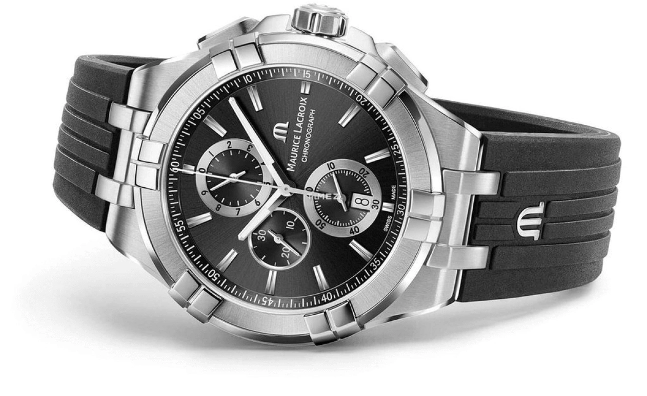 Maurice Lacroix,Aikon Quartz 44mm,44mm,Stainless Steel,Luminous,Black,Quartz,Chronograph,Day,AI1018,AI1018-SS001-330-2