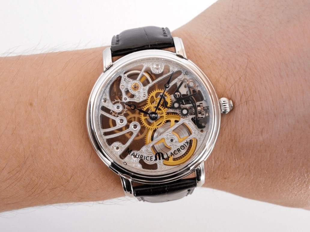 Maurice Lacroix,Masterpiece 44mm,44mm,Stainless Steel,Skeleton,Handwound,Sapphire,Crystal Glass,Round,MP7048,MP7048-SS001-000