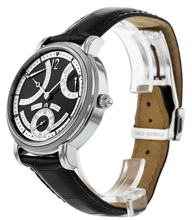 Maurice Lacroix,Masterpiece 43mm,43mm,Stainless Steel,Black,Handwound,Day,Power Reserve Indicator,MP7068,MP7068-SS001-390