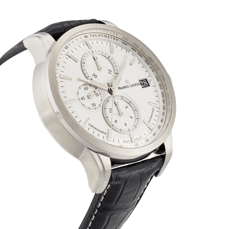Maurice Lacroix,Pontos 47mm,47mm,Stainless Steel,White,Automatic,Chronograph,Day,PT6128,PT6128-SS001-130
