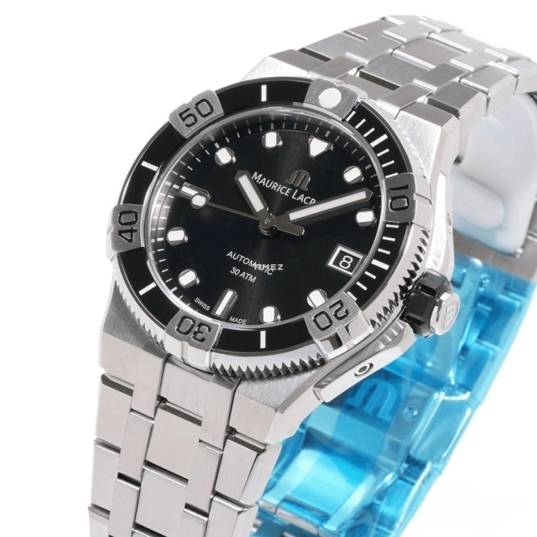 Maurice Lacroix,Aikon 38mm,38mm,Stainless Steel,Black,Automatic,Day,38hours,AI6057,AI6057-SSL2F-330-A