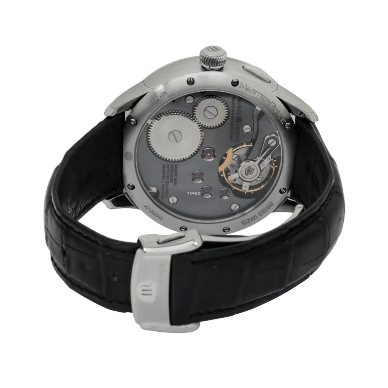 Maurice Lacroix,Masterpiece 43mm,43mm,Stainless Steel,Black,Handwound,Day,Power Reserve Indicator,Dule Time,Retrograde,44hours,In-house Caliber,MP7218,MP7218-SS001-310