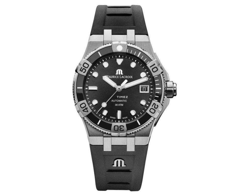 Maurice Lacroix,Aikon 38mm,38mm,Stainless Steel,Black,Automatic,Day,38hours,AI6057,AI6057-SSL2F-330-A