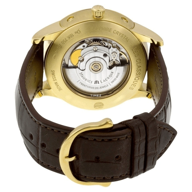 Maurice Lacroix,les classiques 40mm,40mm,Yellow Gold,White,Automatic,Moonphase,Month,Date,Day,In-house Caliber,Sapphire,Crystal Glass,LC6068,LC6068-YG101-13E
