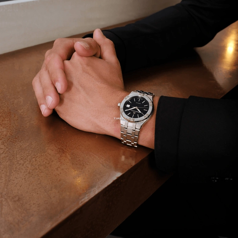 Maurice Lacroix,Aikon Quartz 40mm,40mm,Stainless Steel,Black,Quartz,Day,Sapphire,Crystal Glass,AI1108,AI1108-SS002-330-1
