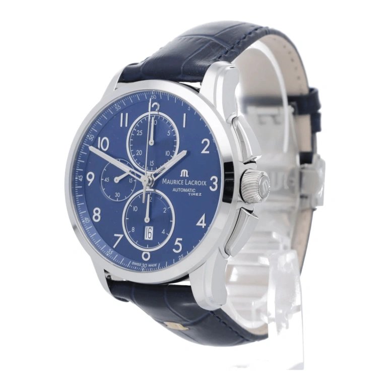 Maurice Lacroix,Pontos 43mm,43mm,Stainless Steel,Blue,Automatic,Chronograph,Day,PT6388,PT6388-SS001-420-4