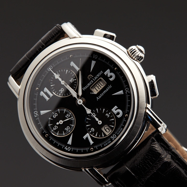 Maurice Lacroix,Masterpiece 40mm,40mm,Stainless Steel,Black,Automatic,Chronograph,Date,Day,MP6318,MP6318-SS001-32E