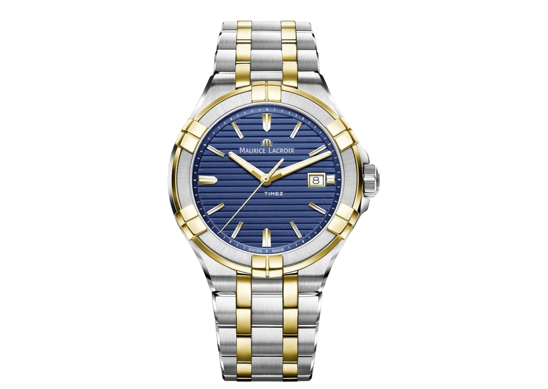 Maurice Lacroix,Aikon Quartz 42mm,42mm,Stainless Steel,Blue,Quartz,Day,Sapphire,AI1008,AI1008-PVY13-433-1