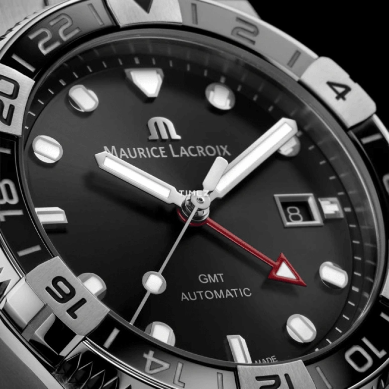 Maurice Lacroix,Aikon 43mm,43mm,Stainless Steel,Black,Automatic,Day,Dule Time,AI6158,AI6158-SS002-330-1