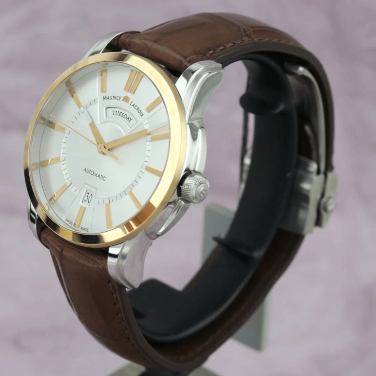 Maurice Lacroix,Pontos 40mm,40mm,Stainless Steel,Rose Gold,Silver White,Automatic,Day,38hours,PT6158,PT6158-PS101-13E-1