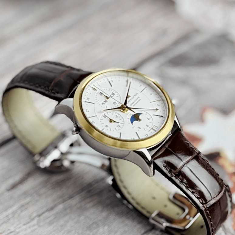 Maurice Lacroix,les classiques 41mm,41mm,Stainless Steel,Yellow Gold,White,Automatic,Chronograph,Moonphase,Month,Date,48hours,In-house Caliber,LC6078,LC6078-YS101-13E