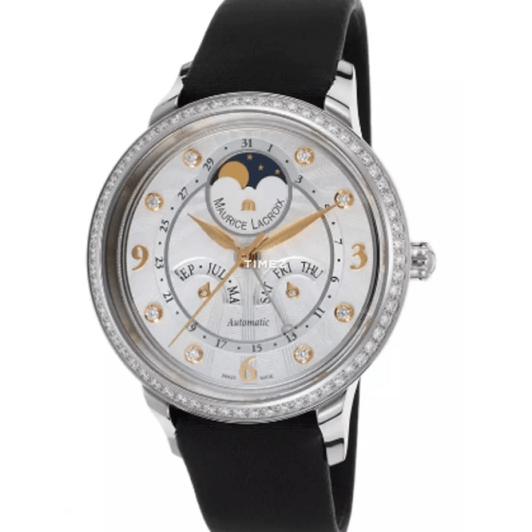 Maurice Lacroix,Starside 38mm,38mm,Stainless Steel,Silver White,Automatic,Moonphase,Month,Date,Day,40hours,In-house Caliber,SD6107,SD6107-SD501-15E-1