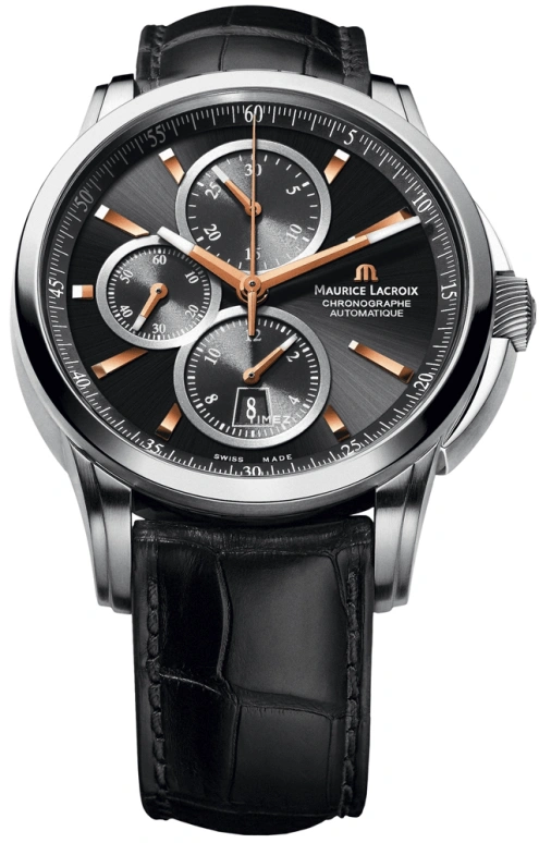 Maurice Lacroix,Pontos 43mm,43mm,Stainless Steel,Black,Automatic,Chronograph,Day,PT6188,PT6188-SS001-332-1