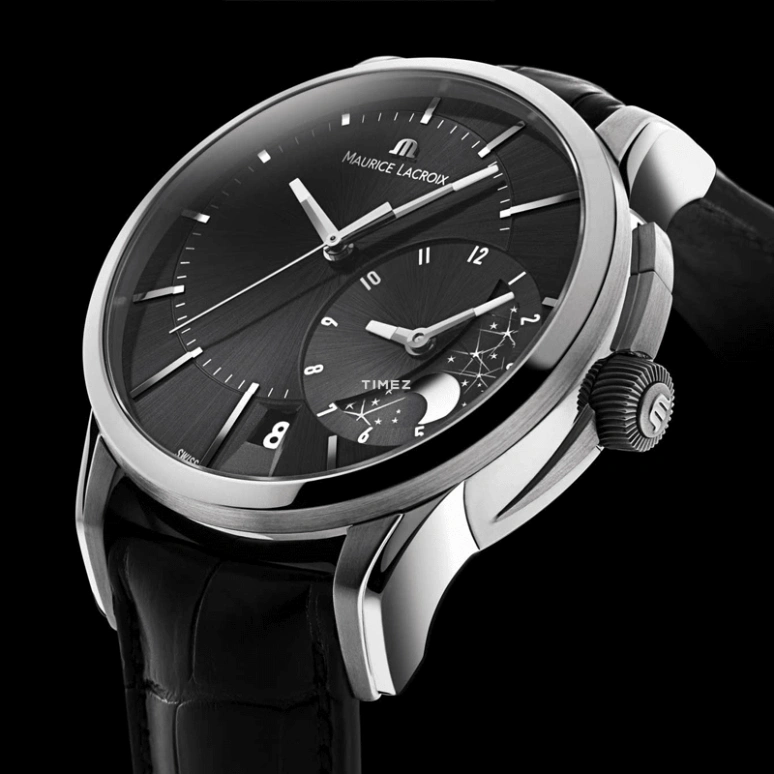Maurice Lacroix,Pontos 43mm,43mm,Stainless Steel,Black,Automatic,Day,Dule Time,PT6118,PT6118-SS001-331