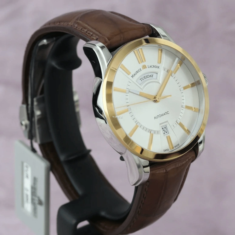 Maurice Lacroix,Pontos 40mm,40mm,Stainless Steel,Rose Gold,Silver White,Automatic,Day,38hours,PT6158,PT6158-PS101-13E-1