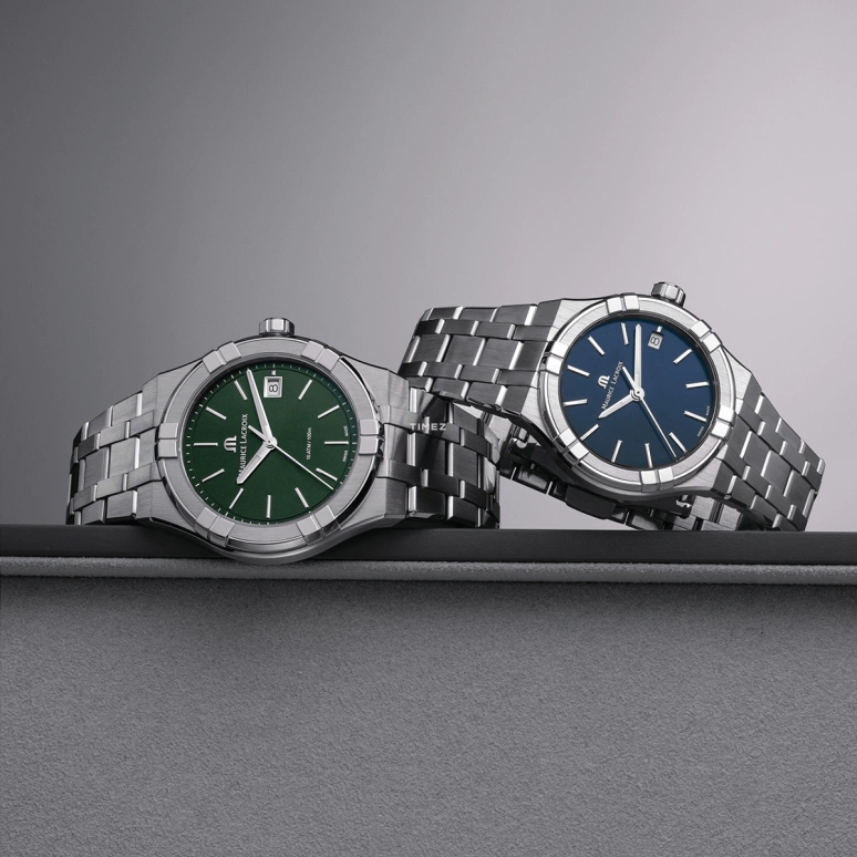 Maurice Lacroix,Aikon Quartz 40mm,40mm,Stainless Steel,Green,Quartz,Day,Sapphire,Crystal Glass,AI1108,AI1108-SS002-630-1